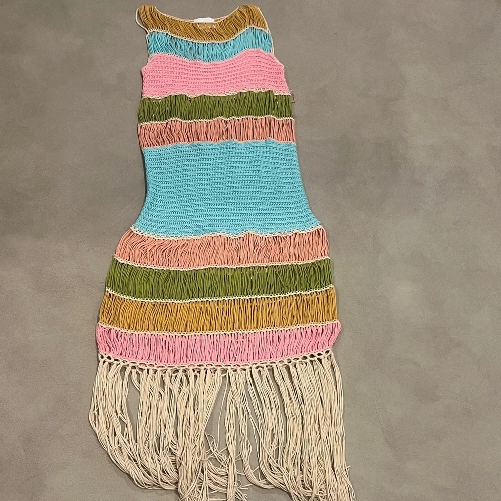 MARBLE Yellow and Teal Fringe Detail - Picture 1 of 6